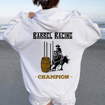 Barrel Racing Champion Western Riding Quarter Horse Women Oversized Hoodie Back Print - Monsterry AU