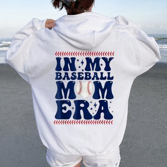 In My Baseball Mom Era Groovy Baseball Mom Mother's Day Women Oversized Hoodie Back Print - Monsterry