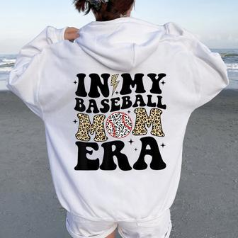 In My Baseball Mom Era Leopard Mom Baseball Mama Women Oversized Hoodie Back Print - Seseable