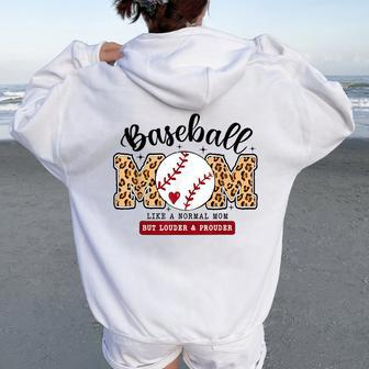 Baseball Mom Leopard Loud & Proud Baseball Mama Women Oversized Hoodie Back Print - Monsterry CA