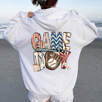 Baseball Nana Leopard Game Day Baseball Lover Women Oversized Hoodie Back Print - Monsterry AU