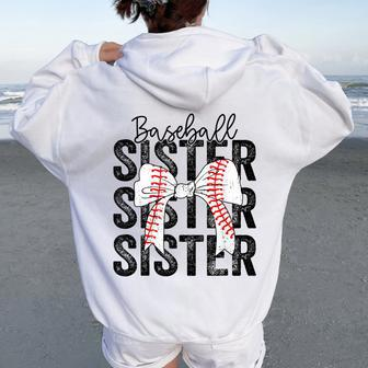 Baseball Sister Baseball Life Softball Life Girl Women Women Oversized Hoodie Back Print - Monsterry AU