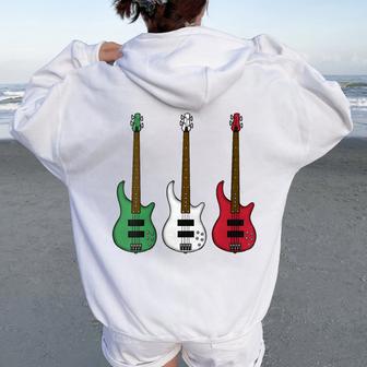 Bass Guitar Italian Flag Bassist Musician Italy Women Oversized Hoodie Back Print - Monsterry AU