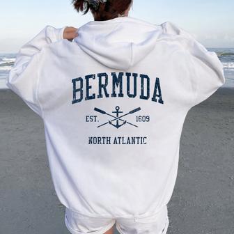 Bermuda Vintage Navy Crossed Oars & Boat Anchor Women Oversized Hoodie Back Print - Monsterry CA