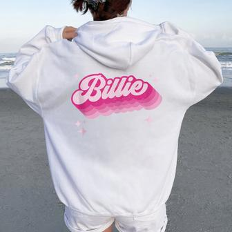 Billie First Name Girl Vintage 70S Style Personalized Retro Women Oversized Hoodie Back Print - Monsterry UK