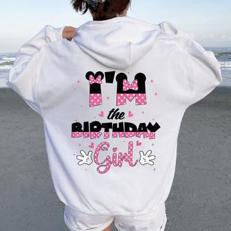 Im The Birthday Girl Mouse Family Matching Women Oversized Hoodie Back Print - Monsterry DE