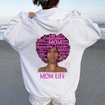 Black Woman Mom Life Mom African American Happy Women Oversized Hoodie Back Print - Seseable