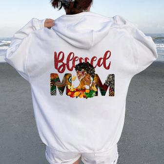 Blessed Mom Africa Black Woman Junenth Mother's Day Women Oversized Hoodie Back Print - Thegiftio UK