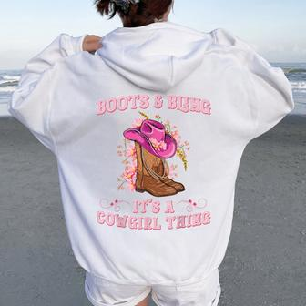 Boots And Bling Its A Cowgirl Thing Rodeo Love Country Girls Women Oversized Hoodie Back Print - Thegiftio UK