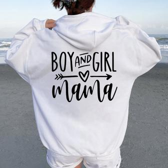 Boy And Girl Mama Mom Of Two Mommy Mother's Day Women Women Oversized Hoodie Back Print - Monsterry DE