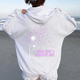 I Have A Brave Heart & Resilient Soul Dandelion Purple Up Women Oversized Hoodie Back Print - Monsterry UK