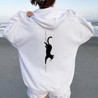 Cat Silhouette For Cat And Animal Lovers Cats Mom And Dad Women Oversized Hoodie Back Print - Monsterry UK