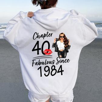 Chapter 40 Fabulous Since 1984 40Th Birthday For Girls Women Women Oversized Hoodie Back Print - Monsterry