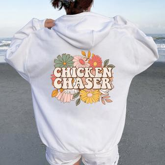 Chicken Chaser Farmer Chicken Lovers Farm Lover Women Oversized Hoodie Back Print - Monsterry