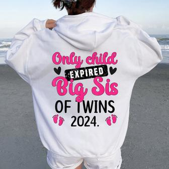 Only Child Promoted To Big Sister Of Twins 2024 Women Oversized Hoodie Back Print - Seseable