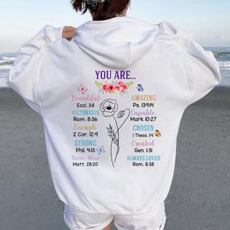 Christian Inspirational Bible Verse You Are Beautiful Women Oversized Hoodie Back Print - Monsterry CA
