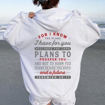 Christian Jeremiah 29 11 Hope Faith Future Bible Verse Quote Women Oversized Hoodie Back Print - Monsterry AU