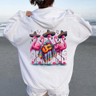 Cinco De Mayo Mexican Fiesta Flamingo Guitar Poncho Sombrero Women Oversized Hoodie Back Print | Mazezy AU