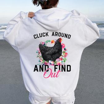 Cluck Around And Find Out Chicken Rooster Girls Women Oversized Hoodie Back Print - Thegiftio UK