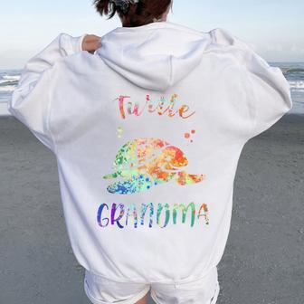 Colorful Turtle Grandma Promoted To Grandma 2021 Nana Women Oversized Hoodie Back Print - Monsterry CA