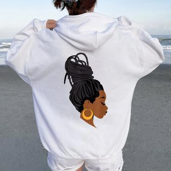 Cool Black Woman With Dreadlocks African American Afro Women Women Oversized Hoodie Back Print | Mazezy