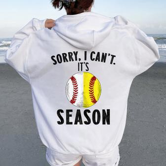 Cool Softball Mom Baseball Sorry I Can't Its Baseball Season Women Oversized Hoodie Back Print - Monsterry CA