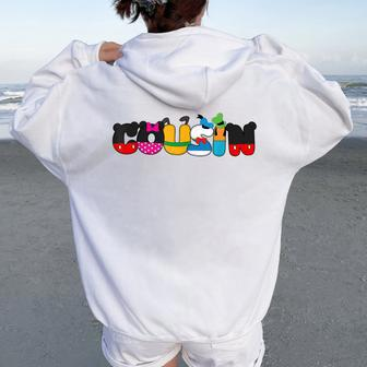 Cousin Of The Birthday Girl Mouse Family Matching Women Oversized Hoodie Back Print - Monsterry DE