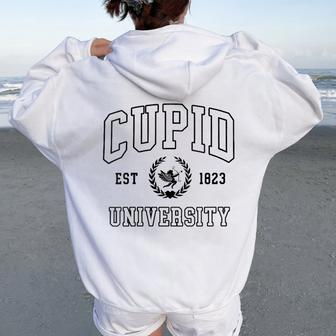 Cupid University Cute Valentine's Day Valentines Day Women Oversized Hoodie Back Print - Monsterry CA