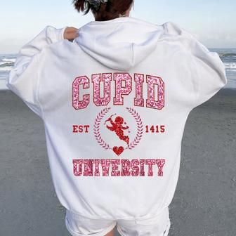 Cupid University Est 1415 Valentine Couple Boys Girls Women Oversized Hoodie Back Print - Monsterry AU