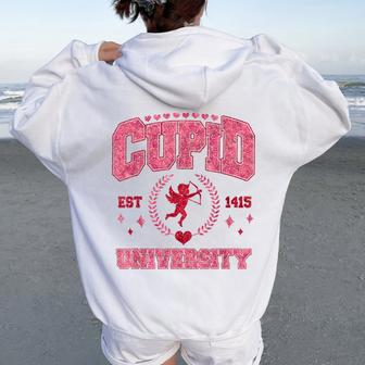 Cupid University Valentine's Day Pink Sweetheart Gf Bf Women Women Oversized Hoodie Back Print - Monsterry AU