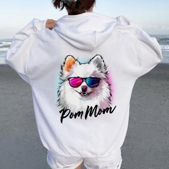 Cute & Pomeranian Pom Dog Mom Breed Portrait For Women Women Oversized Hoodie Back Print - Thegiftio UK