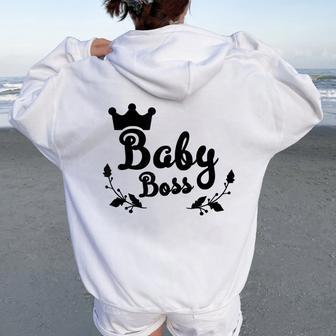 Cute Baby Boss Parenting Mom Dad Women Oversized Hoodie Back Print - Monsterry