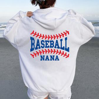 Cute Baseball Nana Laces Little League Grandma Women's Women Oversized Hoodie Back Print - Monsterry