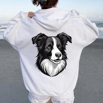Cute Border Collie Dog Lover Owner Dad Mom Boy Girl Women Oversized Hoodie Back Print - Thegiftio UK