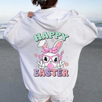 Cute Bunny Face Bublegum Happy Easter For Girls Women Oversized Hoodie Back Print - Monsterry AU