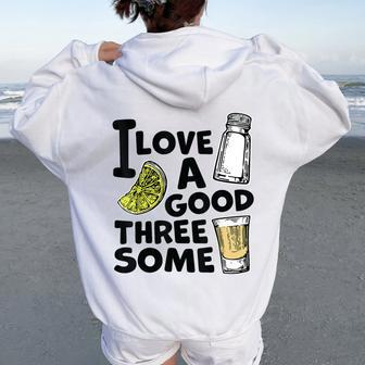 Cute Salt Lime Tequila Threesome Bartender Bar Drink Women Oversized Hoodie Back Print | Mazezy DE