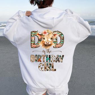 Dad And Mom Birthday Girl Cow Family Party Decorations Women Oversized Hoodie Back Print - Seseable