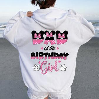 Dad And Mom Birthday Girl Mouse Family Matching Women Oversized Hoodie Back Print - Monsterry UK