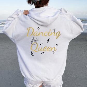 Dancing Queen Crown And Notes Women Oversized Hoodie Back Print - Thegiftio UK