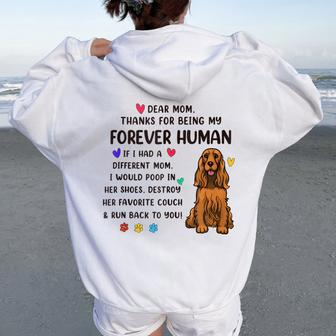 Dog Mom Forever Human Red Cocker Spaniel Women Oversized Hoodie Back Print | Mazezy