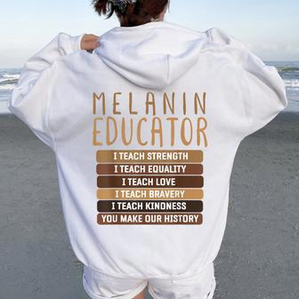 Dope Melanin Teacher Black Teacher Bhm Dope Black Educators Women Oversized Hoodie Back Print - Thegiftio UK