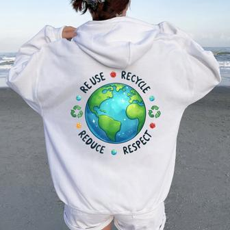 Earth Day Teacher Environment Day Recycle Earth Day Women Oversized Hoodie Back Print - Monsterry UK