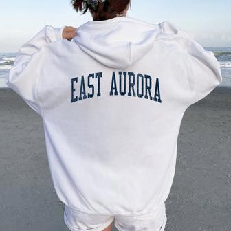 East Aurora Ny Vintage Athletic Sports Jsn2 Navy Print Women Oversized Hoodie Back Print - Monsterry CA