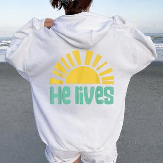 Easter He Lives Christian Family Matching Easter Toddler Women Oversized Hoodie Back Print | Mazezy CA