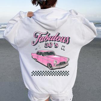 Fabulous Fifties Rock And Roll 50S Vintage Classic 1950S Car Women Oversized Hoodie Back Print - Monsterry DE