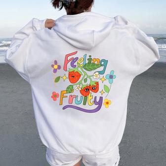 Feeling Fruity Lgbtq Fruit Rainbow Lesbian Gay Pride Month Women Oversized Hoodie Back Print - Thegiftio UK