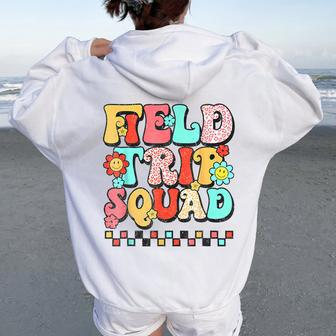 Field Trip Squad Leopard Retro Groovy Field Day 2024 Women Oversized Hoodie Back Print | Mazezy
