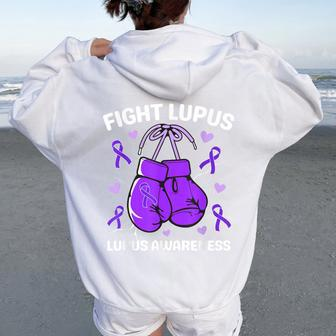 Fight Lupus Purple Awareness Ribbon Lupus Fighter Men Women Oversized Hoodie Back Print - Monsterry AU