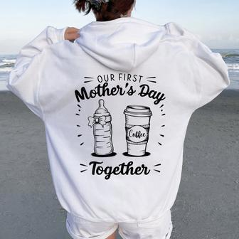 Our First Together Matching Retro Vintage Women Oversized Hoodie Back Print - Monsterry