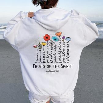 Flower Christian Fruits Of The Spirit Bible Verse Religious Women Oversized Hoodie Back Print - Monsterry CA